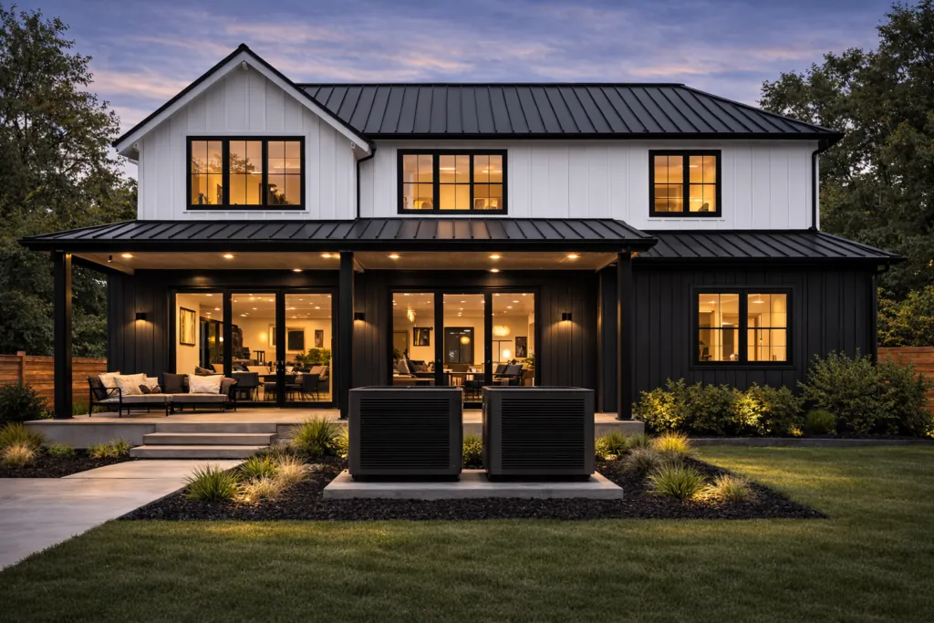 Modern Hampton Roads home with HVAC system installed by H&S Mechanical
